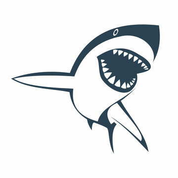 recommend clip art: Vector illustration of an aggressive cartoon shark