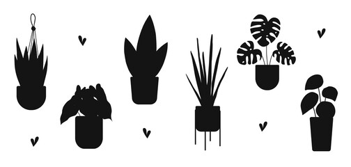 Flat silhouette of potted houseplant