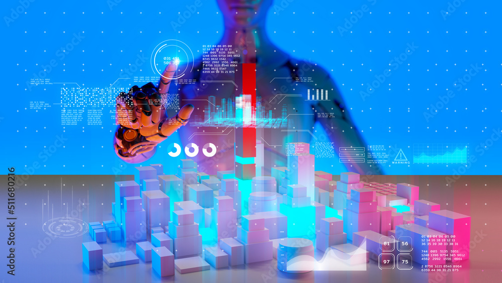 Aufkleber smart city metaverse future digital world technology ai artificial intelligence iot technology, auto