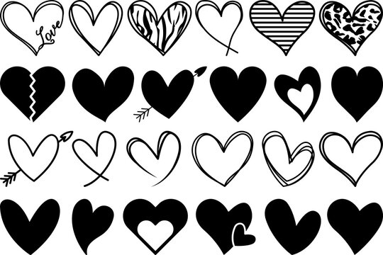 Hand Drawn Love SVG Cut Files | Love Silhouette | Heart Svg | Open Heart Svg | Sketch Heart Svg | Hand Drawn Svg | Love Bundle