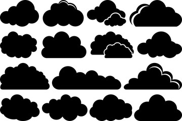 Cloud SVG Cut Files | Cloud Silhouette | Rain Cloud Svg | Sky Svg | Weather Svg | Black Clouds Svg | Cloud Bundle - obrazy, fototapety, plakaty