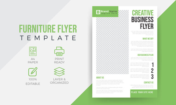 Creative minimal green colour business flyer template design set, vector template design or corporate poster template design	