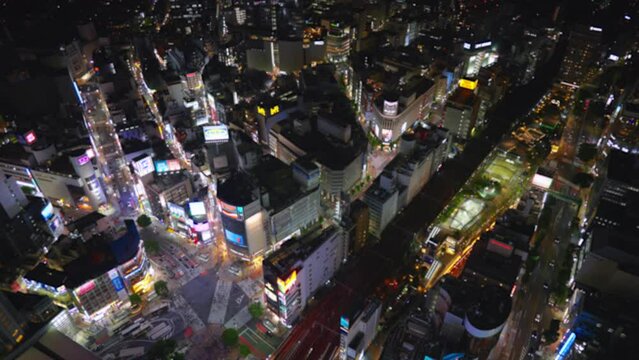 夜の渋谷の映像（早送り映像・ぼかし有り）