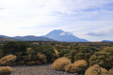 Panorama view on island of Tenerife to the volcano Pico del Teide