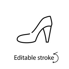 Woman shoe outline icon. High heel. Pop art style. Fashion footwear. Shoe store logotype. Isolated vector illustration