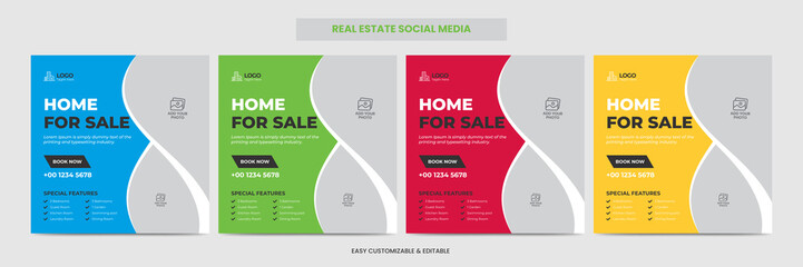 Modern real estate agency social media post banner template creative square home social media banner