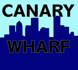 A graphic illustration of The Canary Wharf Skyline for use as an icon, logo or web decoration