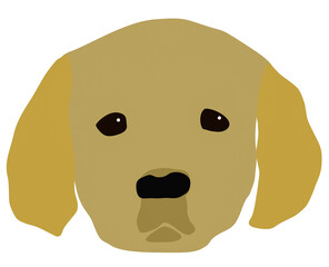 A graphic illustration of A Labrador puppy face for use as an icon, logo or web decoration