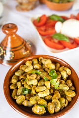 Fava beans cooked Moroccan style. Vegetarian Moroccan food.