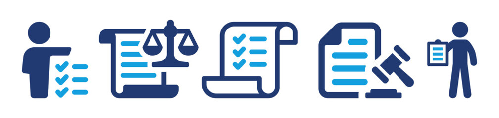 Rule icon vector set. Compliance, requirement and regulation symbol illustration.