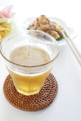 Korean street food, fried potato with spicy salt