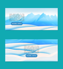 Snowy Mountain Winter Landscape Banner Set Design Template