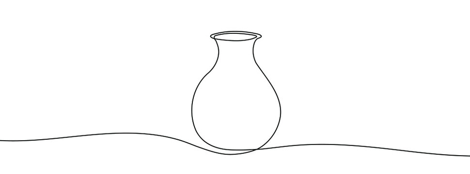 recommend clip art: Continuous line drawing of vase. One line drawing background. Vector illustration. Linear drawing of a vase