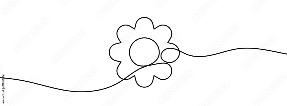 Poster continuous line drawing of flower. flower one line icon. one line drawing background. vector illustr
