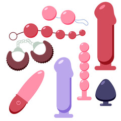 Sex toys. Vector flat illustration