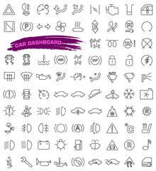 Vector collection of car dashboard indicators.