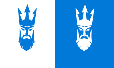 Illustration vector graphic of template logo head face king using crown shapes Trident