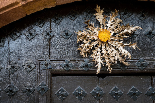 sunflower decorating house entrance
