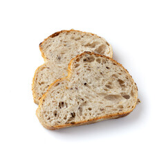 slices of bread isolated on white background, top view