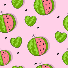 Watermelon pattern, sliced with seeds. Vector.