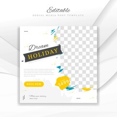 Creative Travel adventure sosial media post template easy use vector
