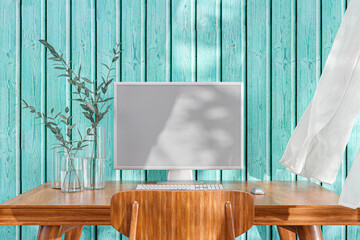 Obraz na płótnie Canvas 3d rendered illustration of a computer desktop with a mock up monitor.