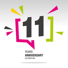 11 Years Anniversary celebration colorful white modern number logo icon banner