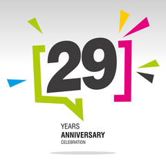 29 Years Anniversary celebration colorful white modern number logo icon banner
