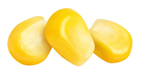 Tasty corn seeds, isolated on white background