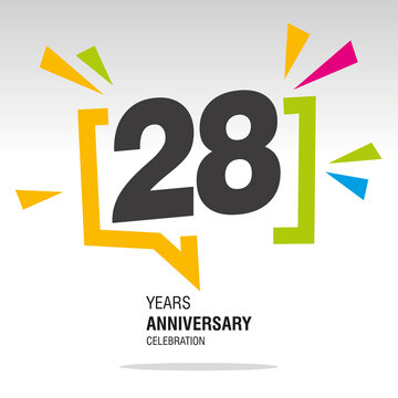 28 Years Anniversary celebration colorful white modern number logo icon banner