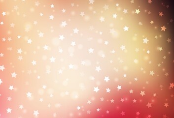 Light Pink, Yellow vector background with xmas snowflakes, stars.
