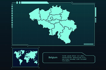 Belgium Map Futuristic infographic Map element collection background