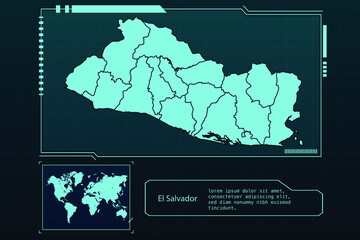 El Salvador Map Futuristic infographic Map element collection background
