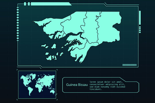 Guinea Bissau Map Futuristic infographic Map element collection background