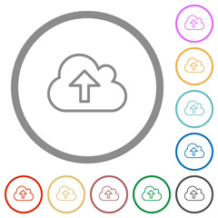 Cloud upload outline flat icons with outlines