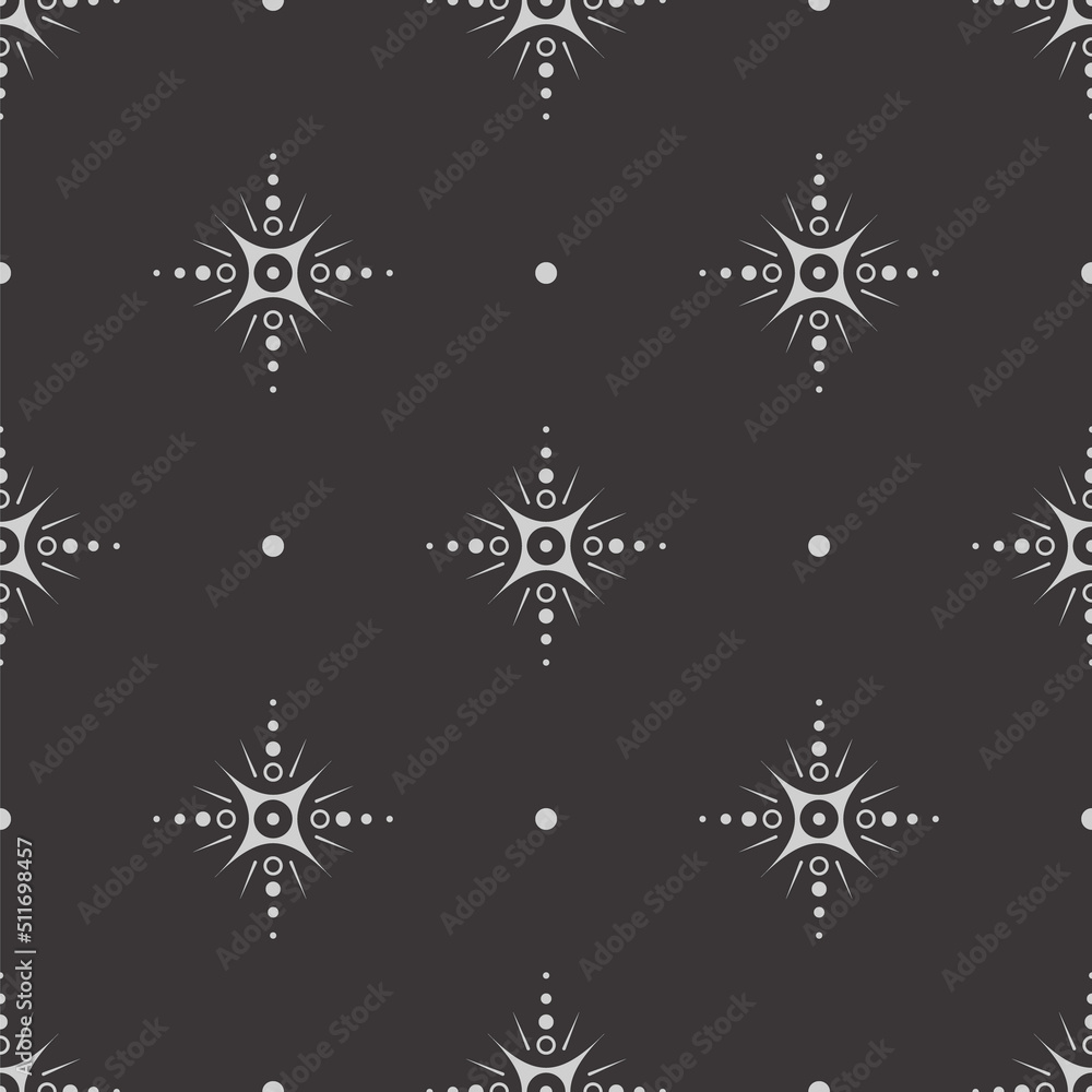 Wall mural vector seamless dark celestial pattern with stars and dots on a black. esoteric mystical background 