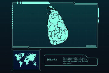 Sri Lanka Map Futuristic infographic Map element collection background	