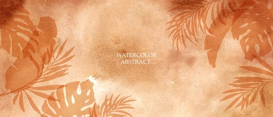 Elegant marble, stone texture. Palm, exotic leaves. Watercolor, ink vector background collection with white, grey, beige, yellow, brown for cover, invitation template, wedding card, menu design. © olechkaart