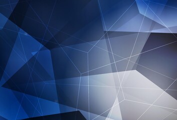 Obraz premium Dark BLUE vector background with polygonal style.