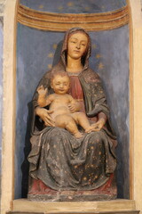 Perugia San Severo Chapel Sculpture of a Madonna with Child in Umbria, Italy