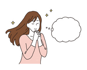 シンプルなタッチ　なにかに憧れる女性のイラストレーション