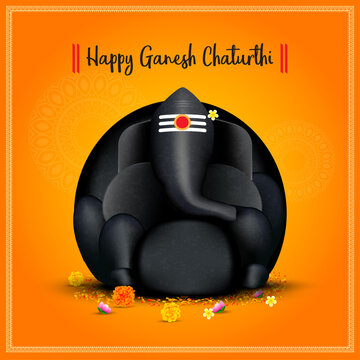Happy ganesh Chaturthi Vector illustration - kanipakam vinayaka statue 