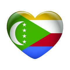 Fototapeta premium Comoros flag icon isolated on white background. Comoros flag. Flag icon glossy.
