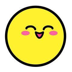 Flat kawaii emoji face. Cute funny cartoon character. Simple line art expressions web icon. Emoticon sticker. 