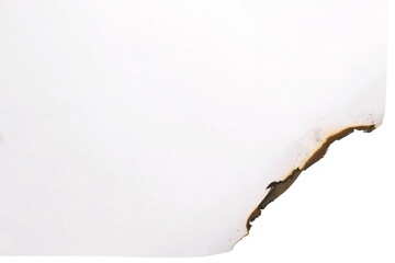 Burned paper isolated on white background, clipping path