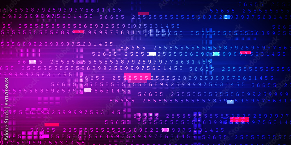 Poster 2d illustration abstract digital binary data on computer screen