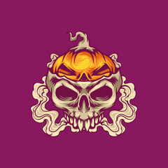 Pumpkin Skull Illustration