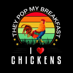 I Love Chicken | chicken style t shirt design | Chicken lover, retro vintage chicken t shirt