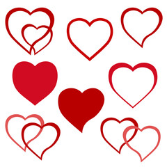 set of love heart icon