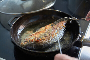 fish in a pan